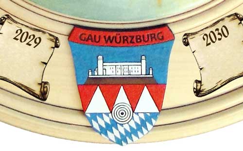 Wappen des Schützengaus Würzburg auf der Ehrenscheibe