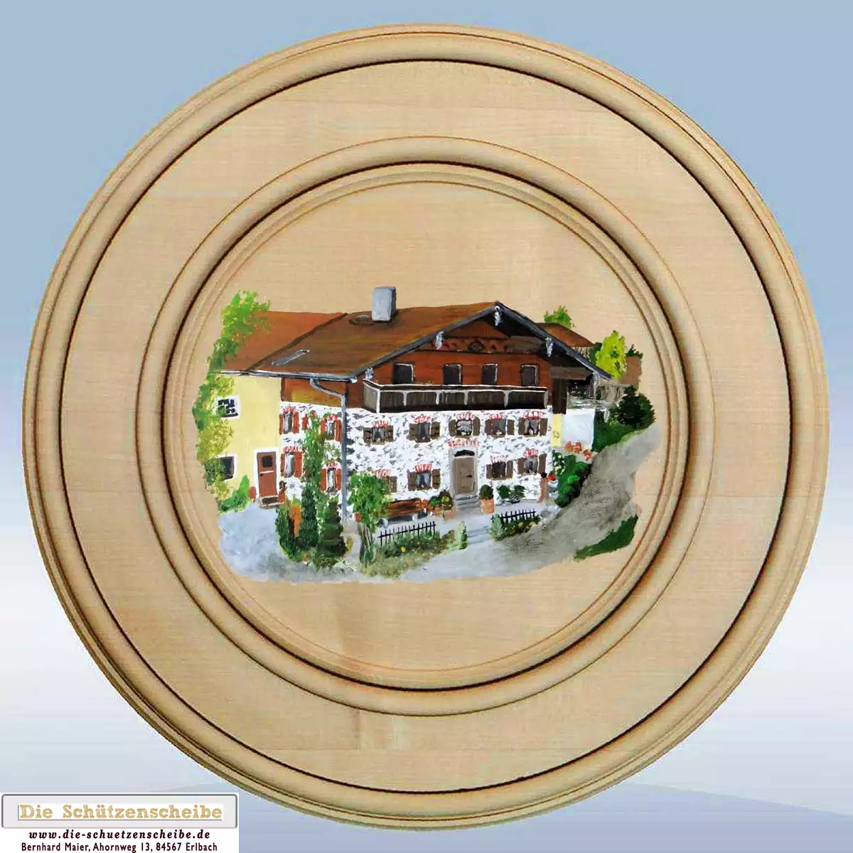 Schützenscheibe mit einem Bauernhof Schützenscheibe mit einem Bauernhof