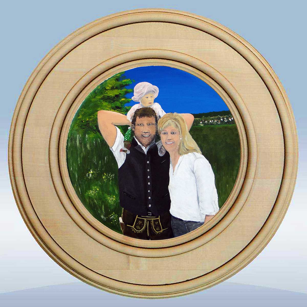 Schützenscheibe mit dem Porträt einer Familie