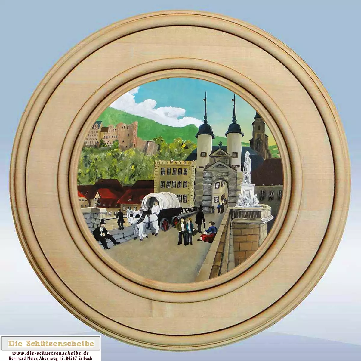 Schützenscheibe mit altertümlichen Heidelberg Schützenscheibe mit altertümlichen Heidelberg