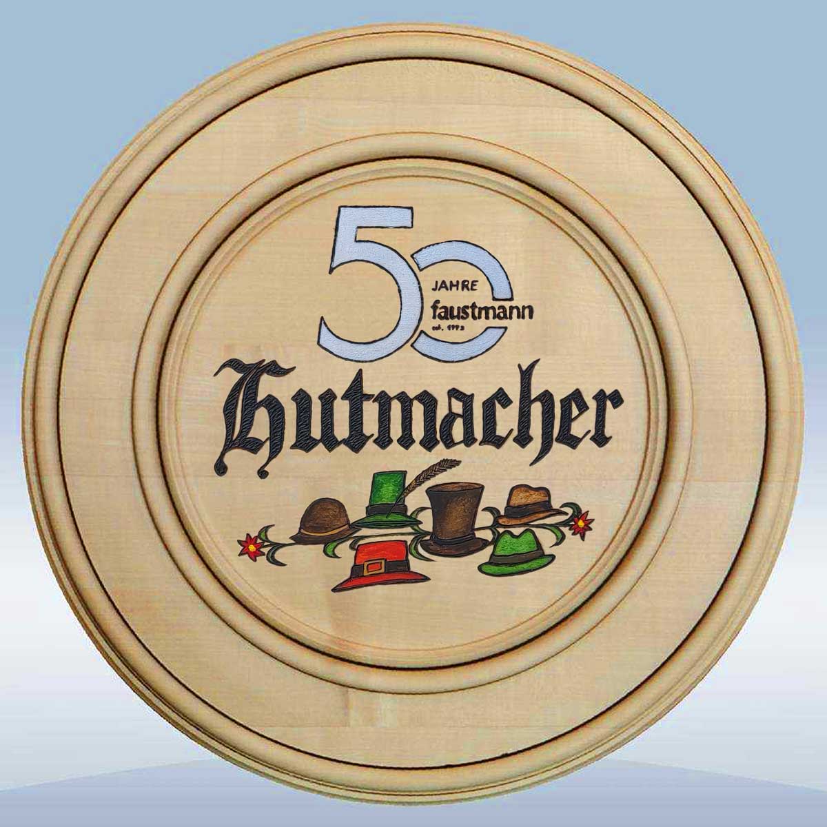 Schützenscheibe zum Jubiläum eines Hutmachers