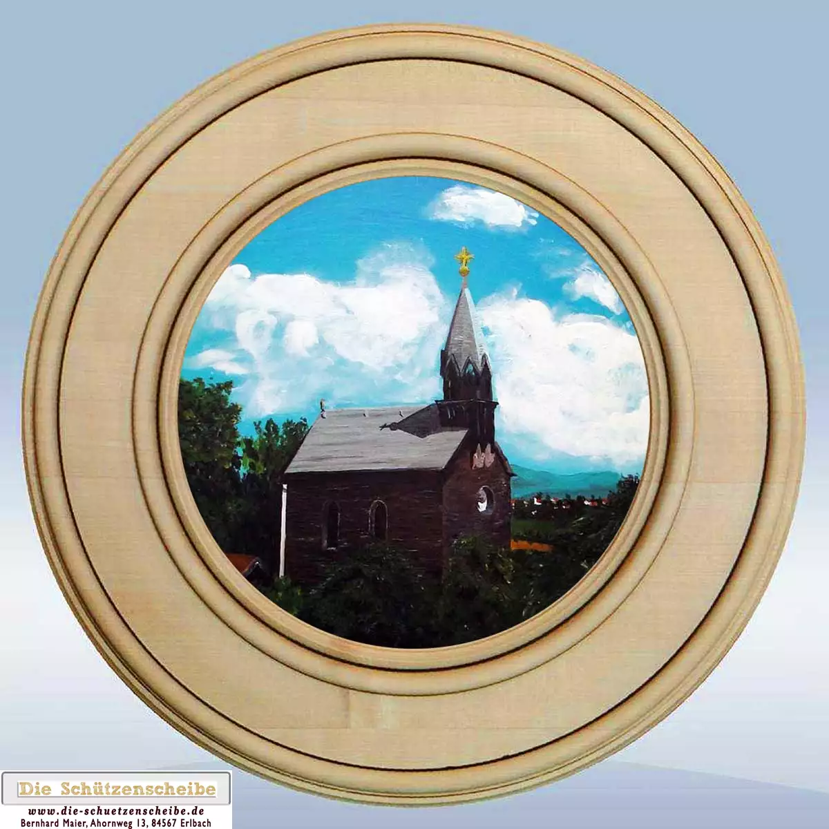 Schützenscheibe mit der Wallfartskapelle Vachenlueg Schützenscheibe mit der Wallfartskapelle Vachenlueg
