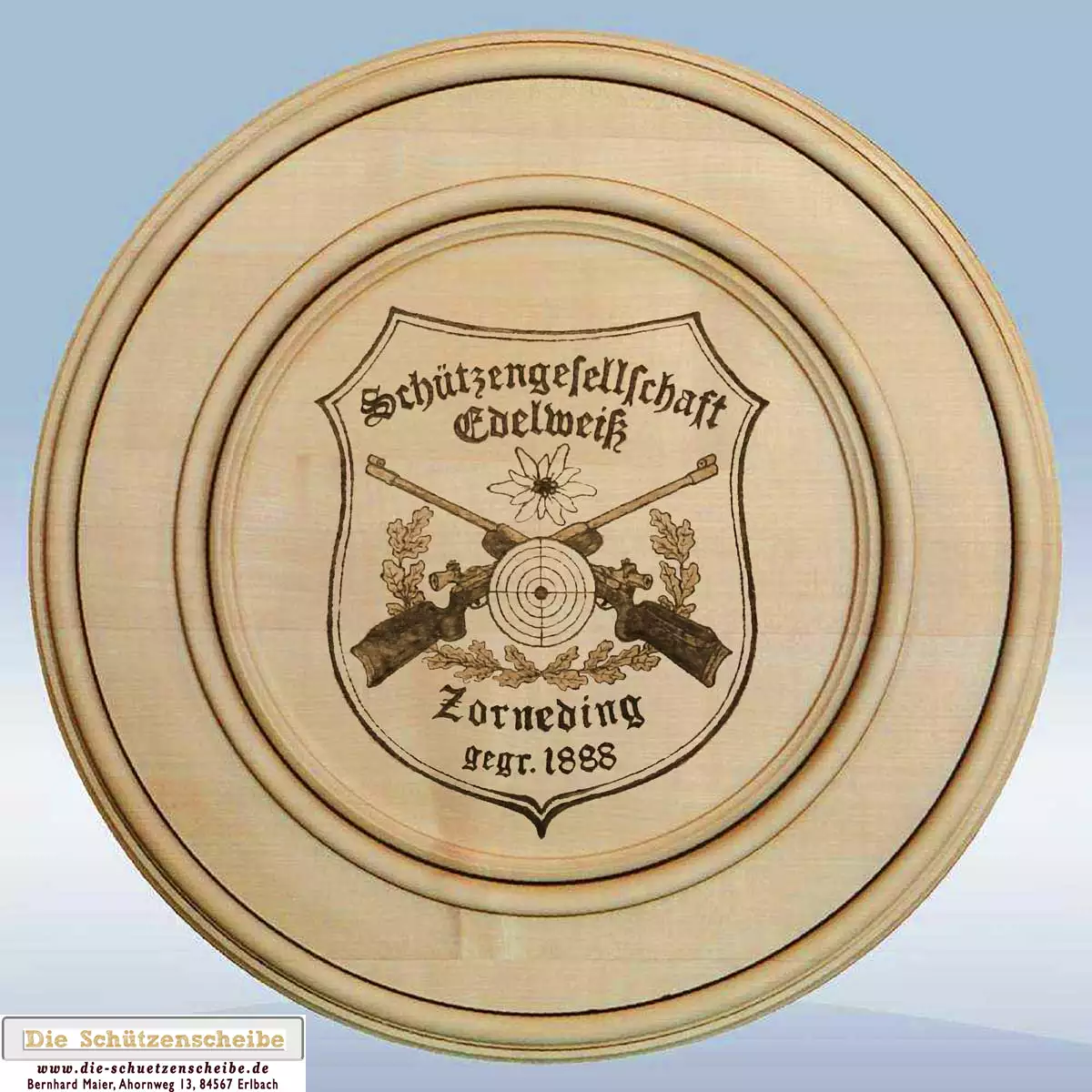 Schützenscheibe mit Vereinswappen Schützenscheibe mit Vereinswappen